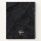 Carnet Élégant Monogramme d'or noir Script initial (Dos)