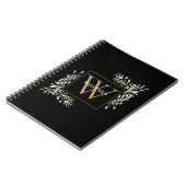 Carnet Élégant Monogramme Élégant Eucalyptus Verdure Noir (Côté gauche)