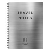 Carnet Élégant Monogramme Faux Gris ArgentéVoyage (Devant)