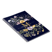 Carnet Élégant Monogramme Fleur sauvage d'été Meadow Flor (Côté Droit)