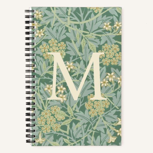 Carnet Élégant monogramme floral jasmin vert (Recto)