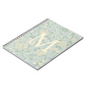 Carnet Élégant monogramme floral jasmin vert pastel (Côté gauche)