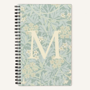 Carnet Élégant monogramme floral jasmin vert pastel