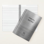 Carnet Élégant Monogramme Gris Argent Voyage (À l'intérieur)