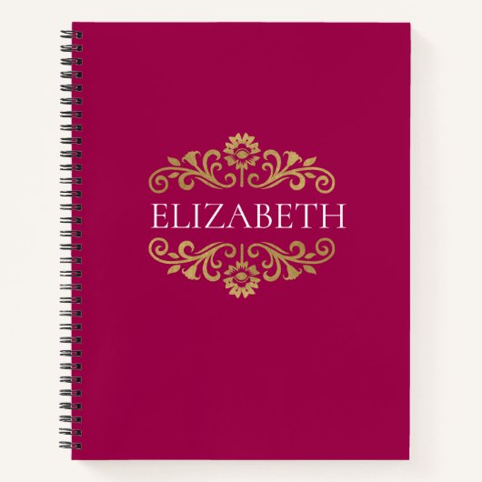 Carnet Élégant Monogramme Hot rose Office School (Devant)
