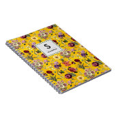 Carnet Élégant monogramme jaune à motif floral (Côté Droit)