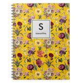 Carnet Élégant monogramme jaune à motif floral (Devant)