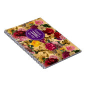 Carnet Élégant monogramme jaune de fleurs roses (Côté Droit)