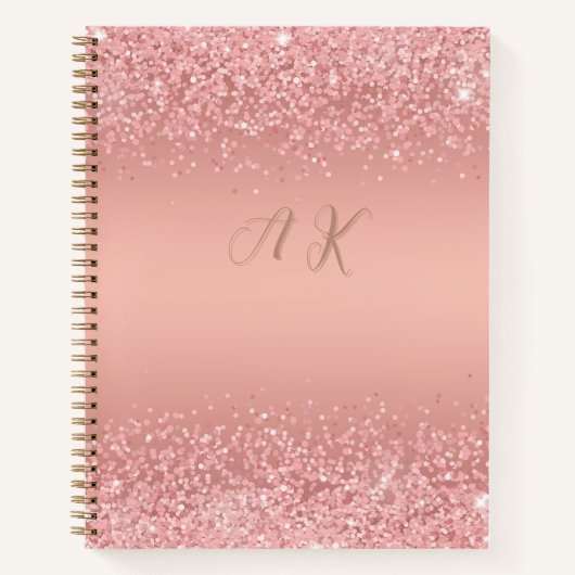 Carnet Élégant Monogramme Luxe Shimmer Rose Gold (Devant)