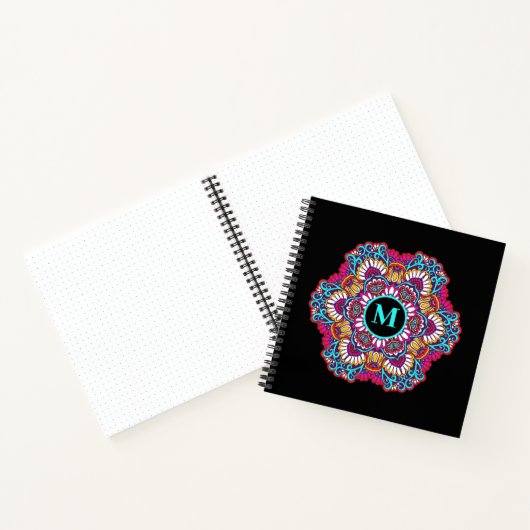 Carnet Élégant Monogramme Mandala multicolore (Intérieur)