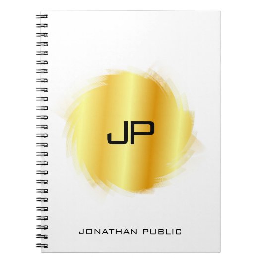 Carnet Élégant Monogramme Modèle Metallic Look Faux Gold (Devant)