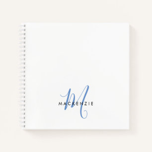 Carnet Élégant Monogramme moderne bleu blanc
