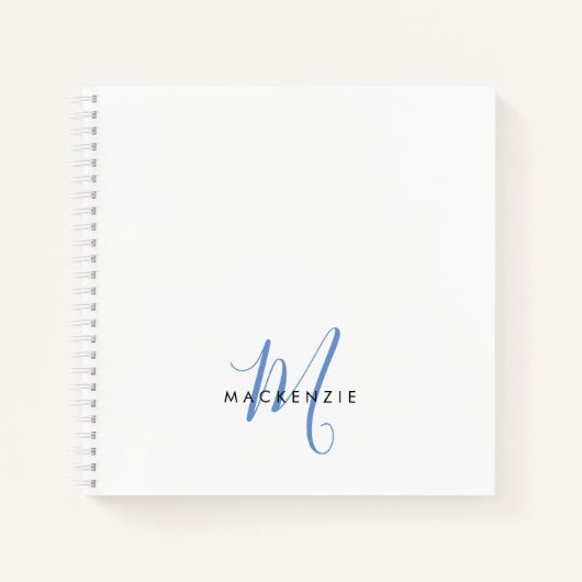 Carnet Élégant Monogramme moderne bleu blanc (Devant)