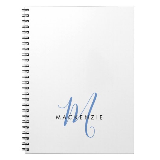 Carnet Élégant Monogramme moderne bleu blanc (Devant)