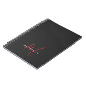 Carnet Élégant Monogramme moderne noir rouge (Côté gauche)