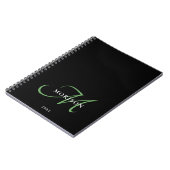 Carnet Élégant Monogramme moderne noir vert Script (Côté gauche)