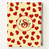 Carnet Élégant monogrammé motif coeur rouge sur jaune (Dos)