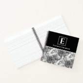 Carnet Élégant Monogramme noir et blanc Custom Floral (Intérieur)