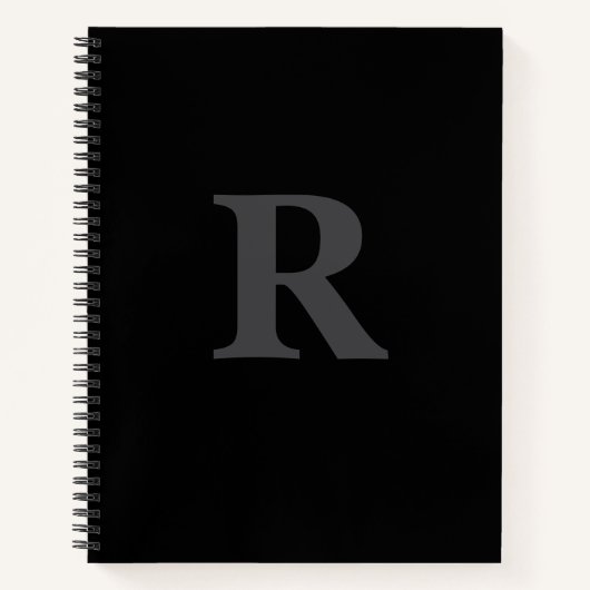 Carnet Élégant Monogramme Noir & Gris  (Devant)
