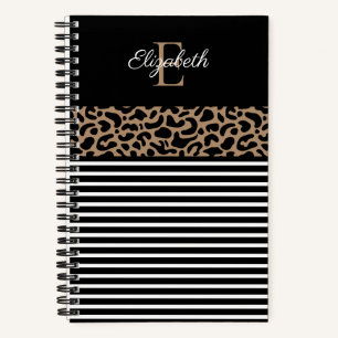 Carnet Élégant Monogramme noir Poster de animal léopard N