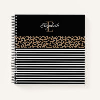 Élégant Monogramme noir Poster de animal léopard N