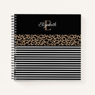 Carnet Élégant Monogramme noir Poster de animal léopard N