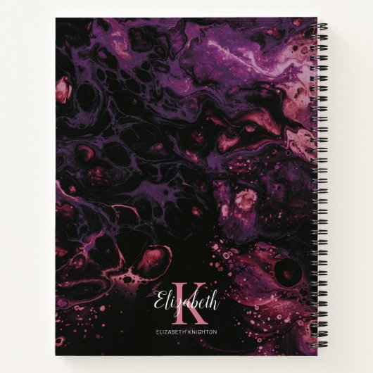 Carnet Élégant Monogramme noir violet Script (Dos)