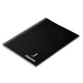 Carnet Élégant Monogramme Nom initial Noir personnalisé (Côté gauche)