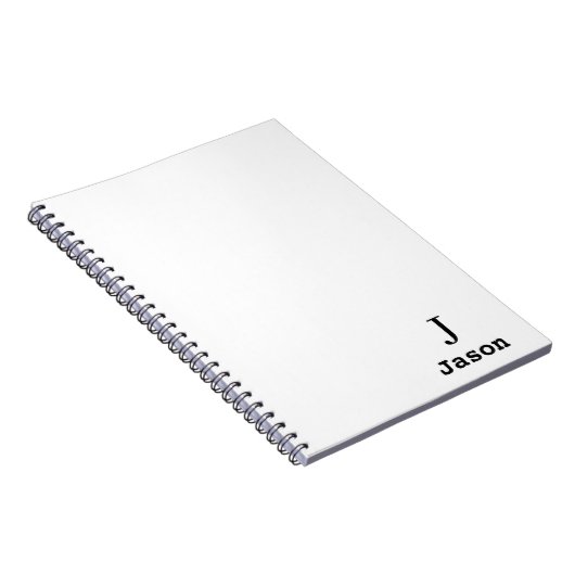 Carnet Élégant Monogramme Nom initial Personnalisé Blanc (Côté Droit)