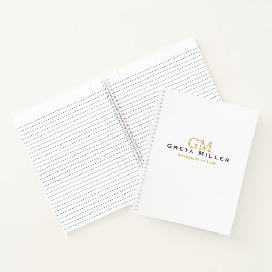 Carnet Élégant Monogramme Or Classique Simple (Intérieur)