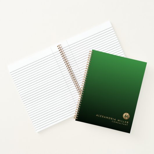 Carnet Élégant Monogramme Or Emerald Green (Intérieur)
