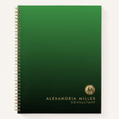Carnet Élégant Monogramme Or Emerald Green (Devant)