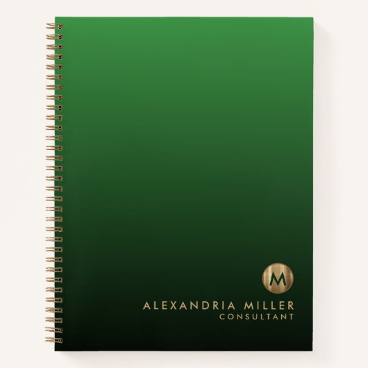 Carnet Élégant Monogramme Or Emerald Green (Devant)