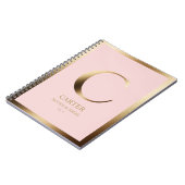 Carnet Élégant Monogramme Or encadré | Rose (Côté gauche)