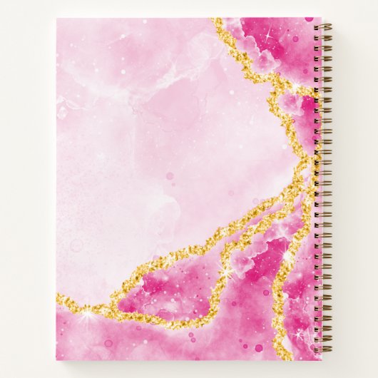Carnet Élégant Monogramme Or Glittered Waves Glam rose (Dos)