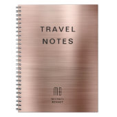 Carnet Élégant Monogramme Or Rose Voyage (Devant)