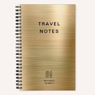 Carnet Élégant Monogramme Or Voyager