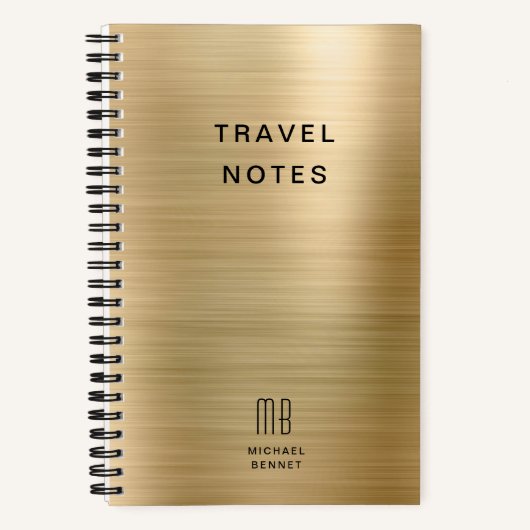 Carnet Élégant Monogramme Or Voyager (Recto)