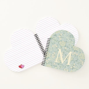 Carnet Élégant Monogramme Pastel Vert Floral de Jasmin
