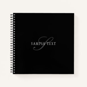 Carnet Élégant Monogramme personnalisable Noir gris bla