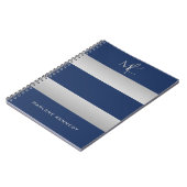 Carnet Élégant Monogramme Personnalisé Argent sur Fond Bl (Côté gauche)