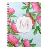 Carnet Élégant Monogramme Pink Botanical Peonies Élégant (Devant)