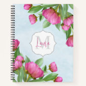 Carnet Élégant Monogramme Pink Botanical Peonies Élégant (Devant)