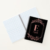 Carnet Élégant monogrammé rose cadre or feuille noir (Intérieur)