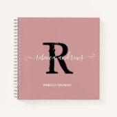Carnet Élégant Monogramme rose Dusty Nom du script Initia (Devant)