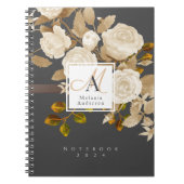 Carnet Élégant Monogramme Rose Gold Grey (Devant)