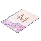 Carnet Élégant Monogramme Rose Parties scintillant rose p (Côté gauche)
