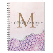 Carnet Élégant Monogramme Rose Parties scintillant rose p (Devant)