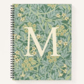 Carnet Élégant Monogramme Vert Jasmin Floral (Devant)
