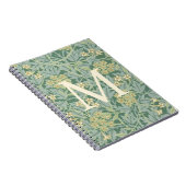 Carnet Élégant Monogramme Vert Jasmin Floral (Côté Droit)